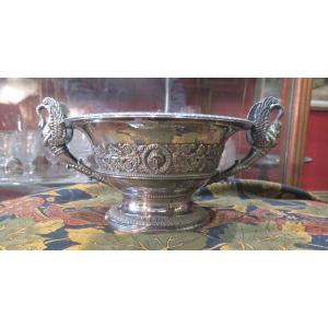 Empire Period Cup In Silver Coat Of Arms Crown Heraldic Motto Decorated With Swan And Vine Nineteenth