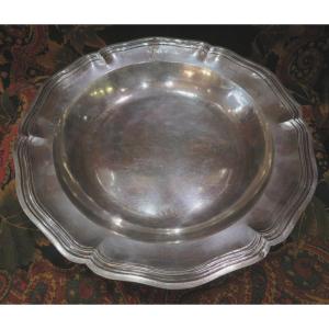 Hollow Dish In Scalloped Silver Nineteenth Armories Hallmarks Topped With A Dupré Crown Paris