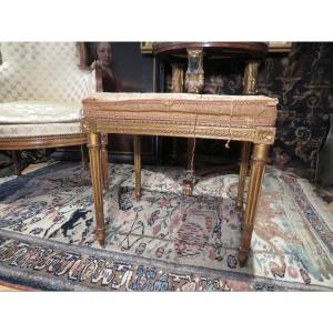 Small Bench Foot Rest In Golden Wood Late Eighteenth Louis XVI Period Upholstered