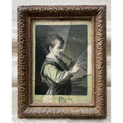 Le Fluteu, Trompe-l'oeil Signed Vispré 18th Century