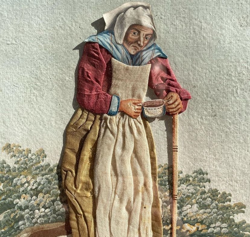 Peasant Couple,  Gouaches Habillées From The 18th Century-photo-1