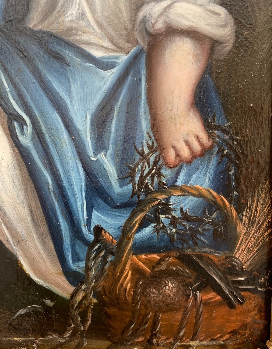 Jésus Enfant, Huile Sur Cuivre Vers 1700-photo-3