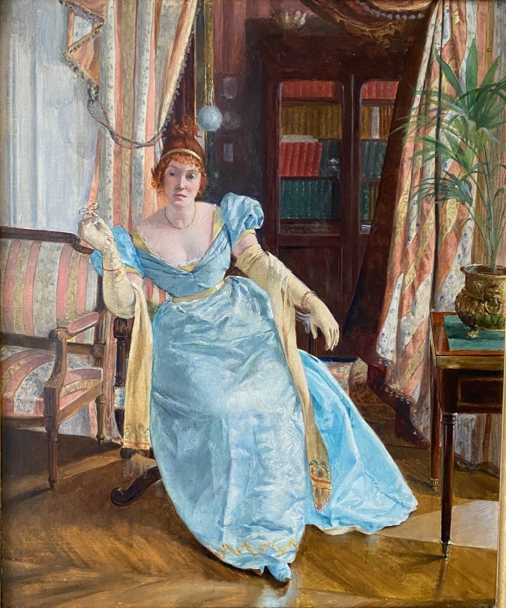 Portrait Of A Young Woman In Her Interior, Signed And Dated 1891-photo-2