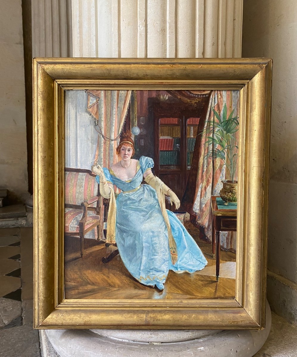 Portrait Of A Young Woman In Her Interior, Signed And Dated 1891