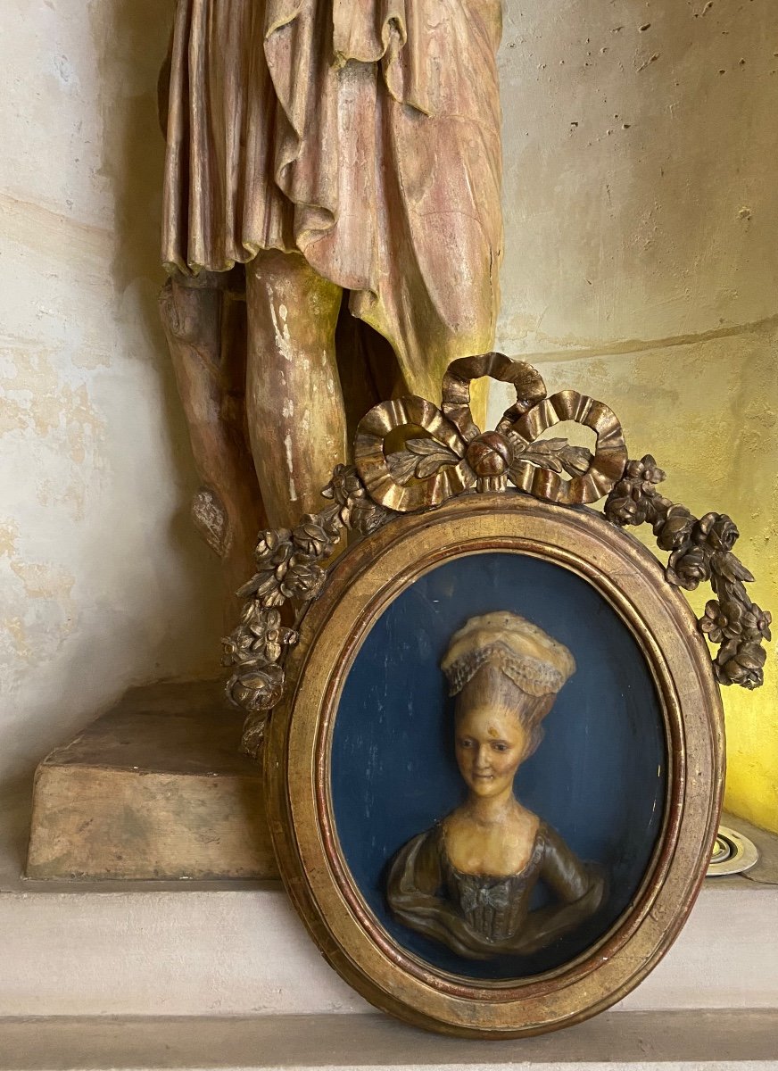 Large Wax Portrait From Louis XVI Period-photo-3