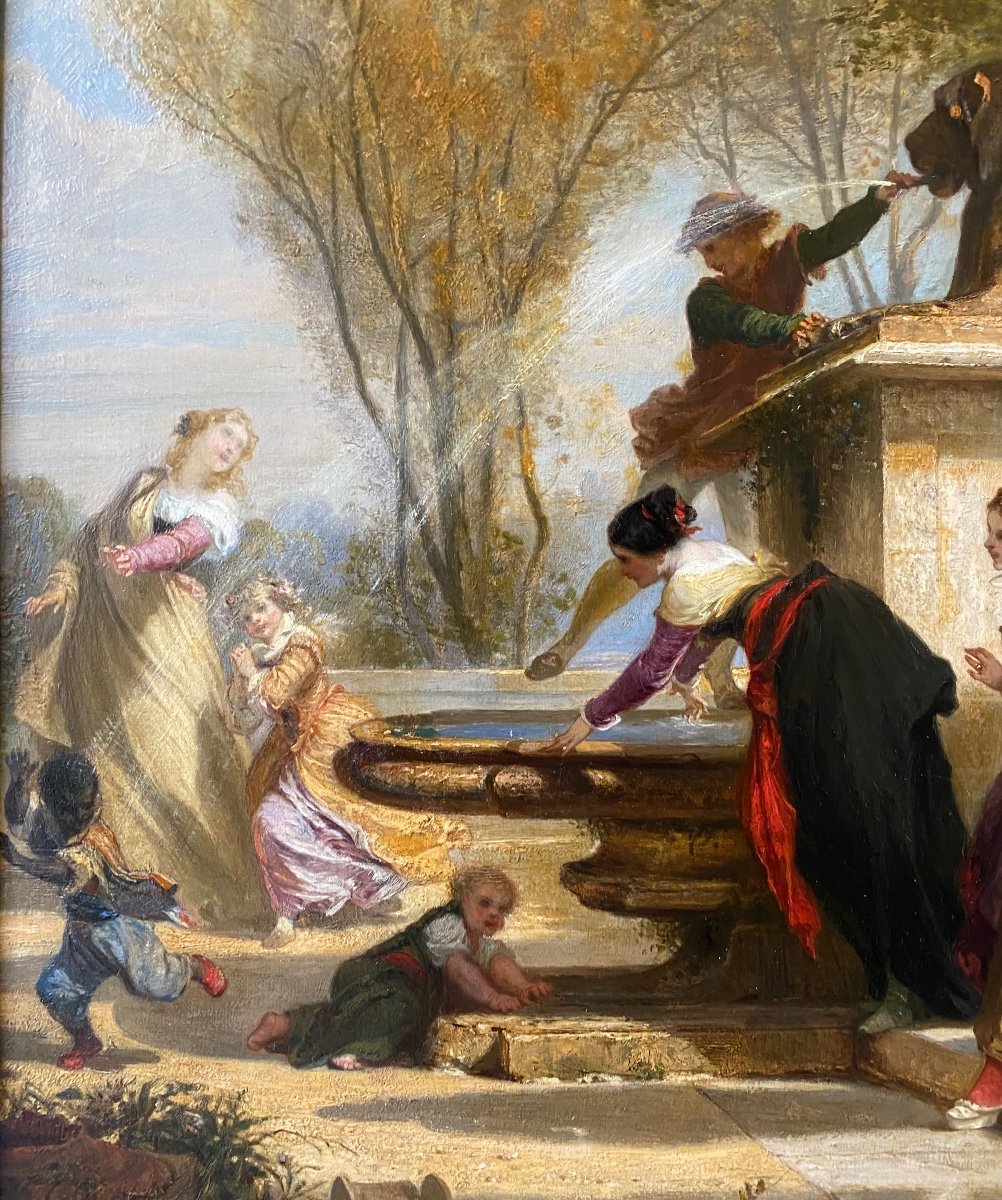 Water Games In A Park, Antoine Baron Around 1850-photo-1