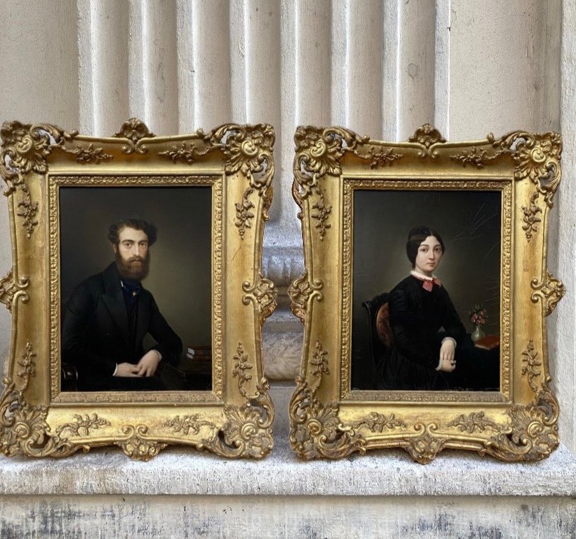 Pair Of Portraits Mid 19th Century 