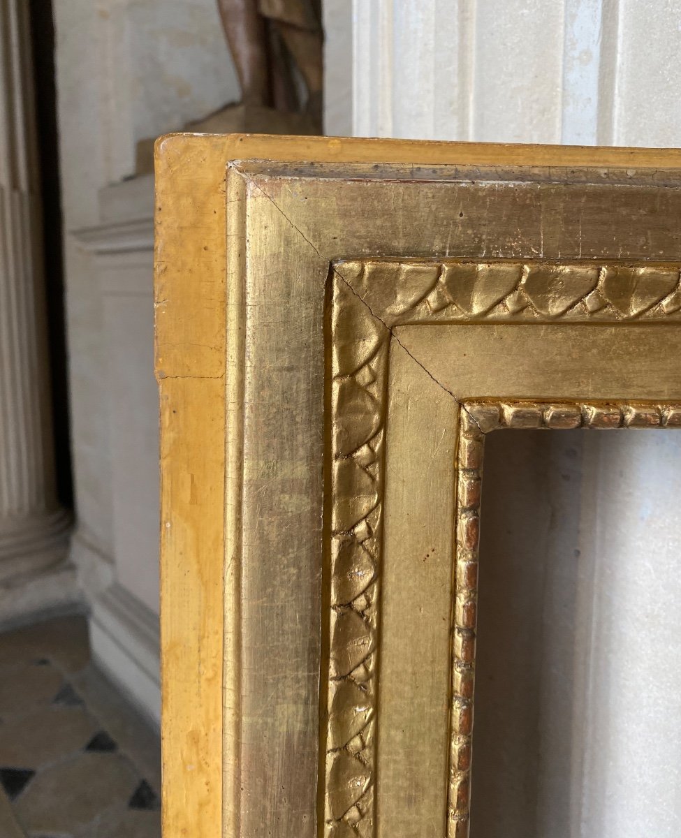 Louis XVI Period Golden Wood Mirror Frame-photo-2