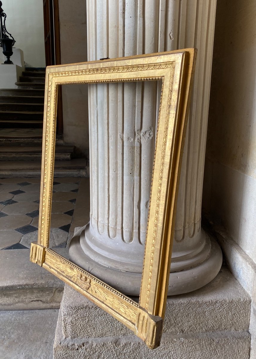 Louis XVI Period Golden Wood Mirror Frame-photo-3