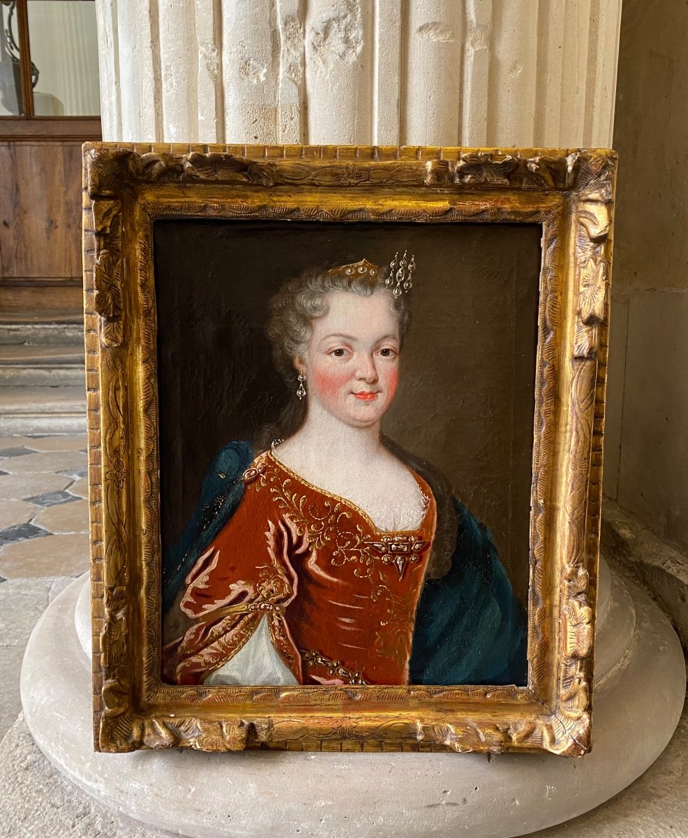 French Queen Marie Leszczynska And Louis XV, Pair Of Portraits After Van Loo-photo-1