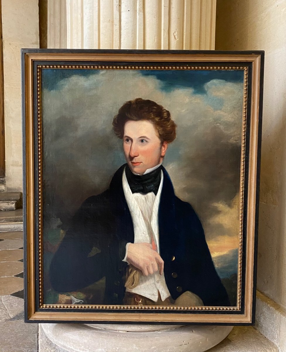 Portrait De Jeune Homme, École Anglaise Début 19ème Siècle 