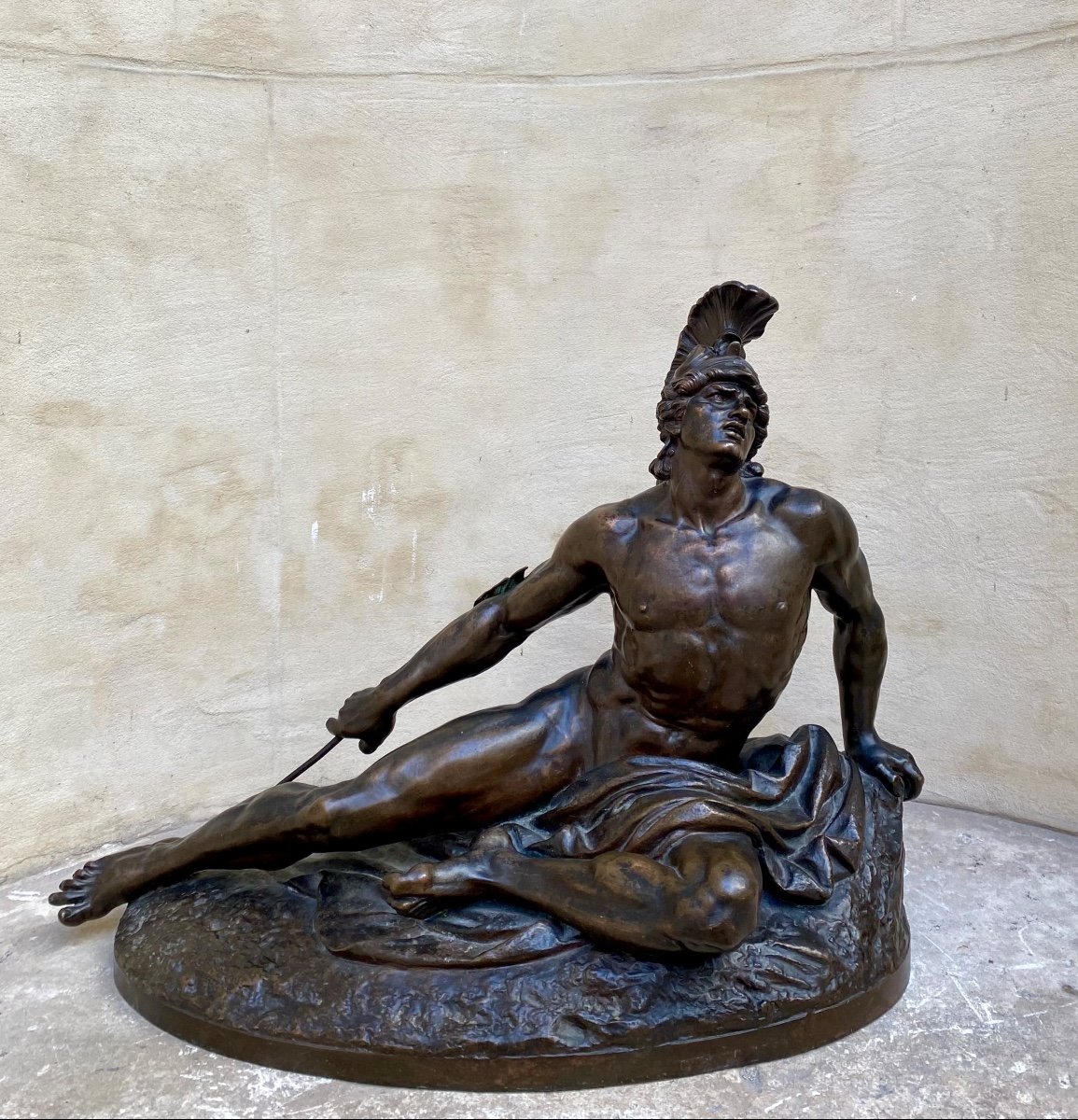 Wounded Achilles, Bronze By Ernst Herter Late 19th Century 