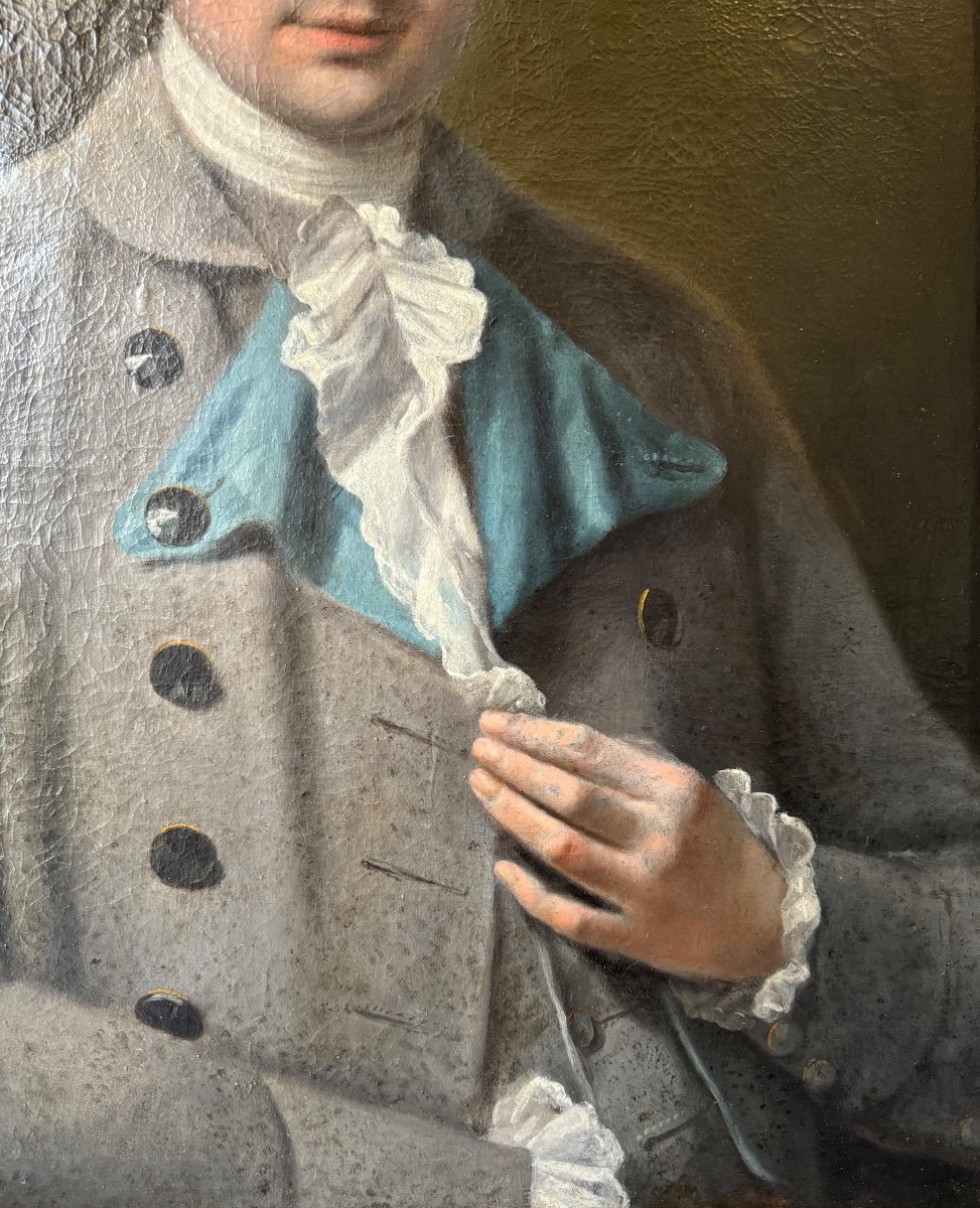 Portrait Of A Man With A Blue Collar, Louis XVI Period-photo-4