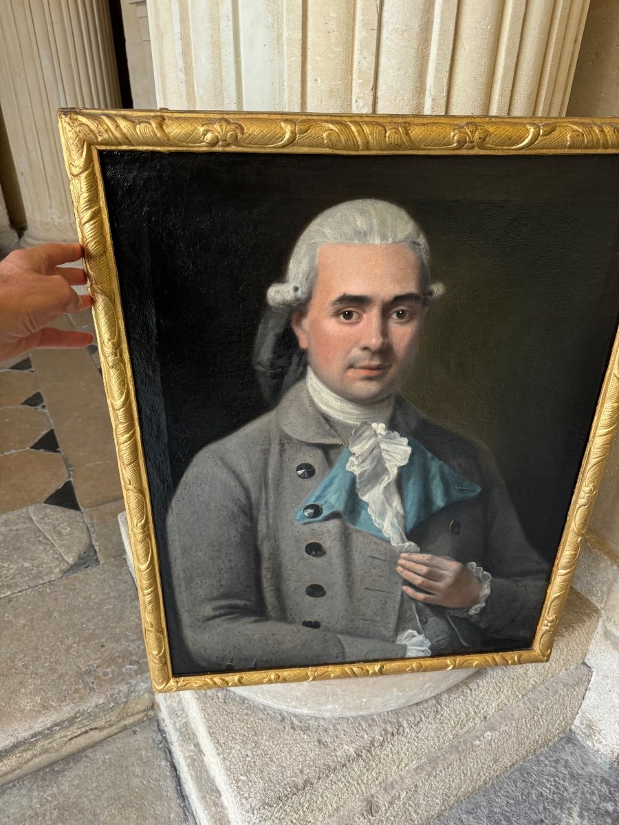Portrait Of A Man With A Blue Collar, Louis XVI Period-photo-2