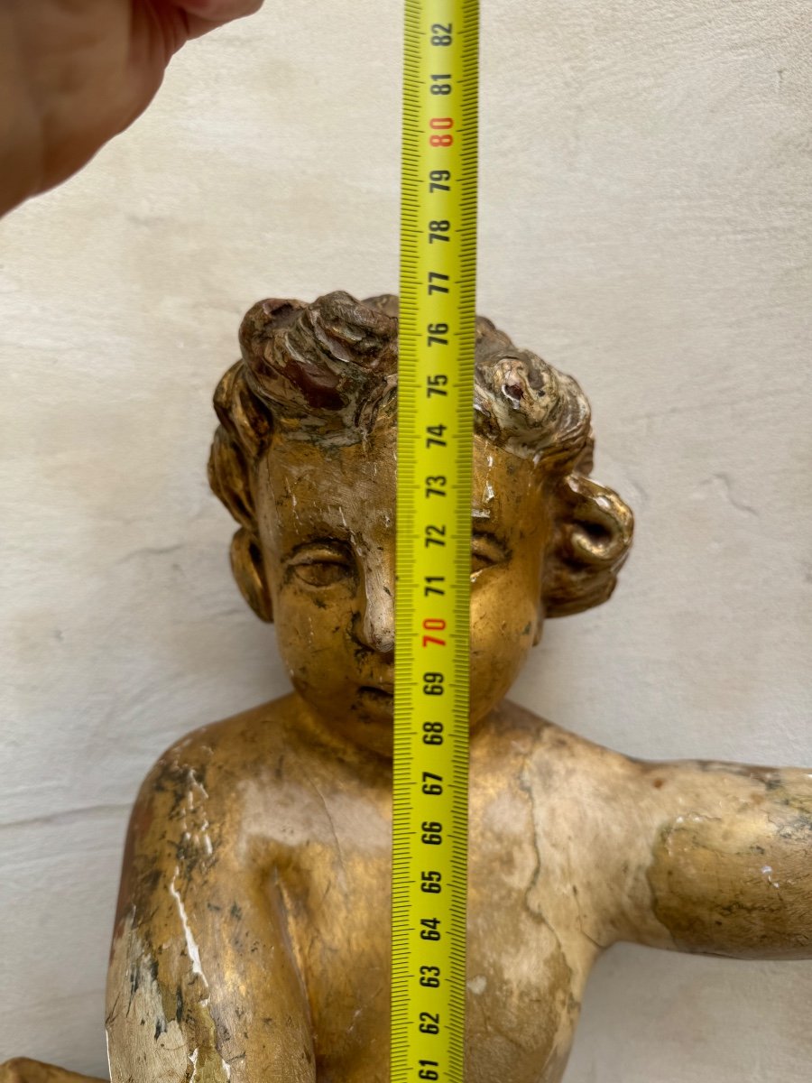 Pair Of Large Wooden Putti 18th Century -photo-8
