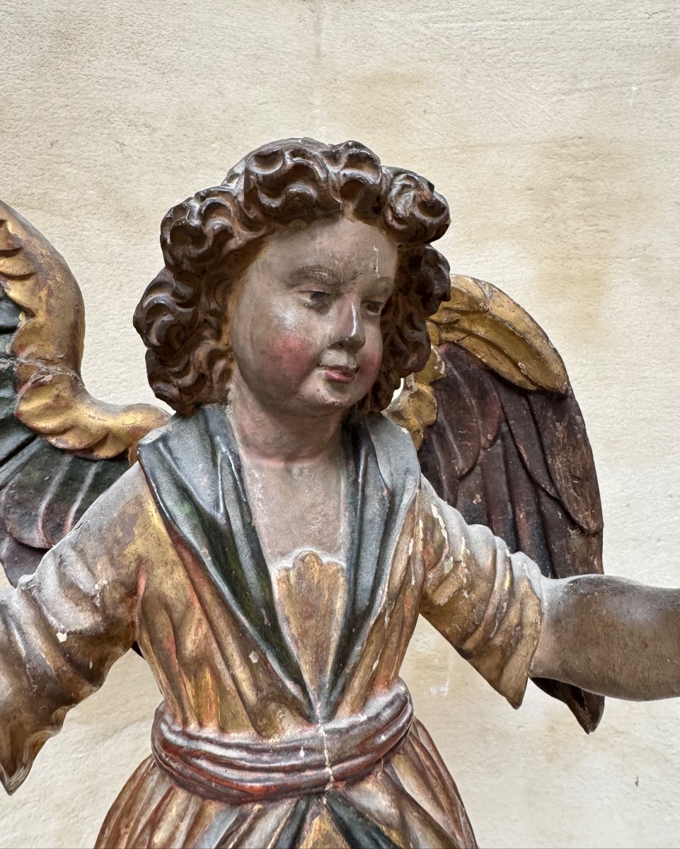 Pair Of Wooden Angels Circa 1600-photo-3