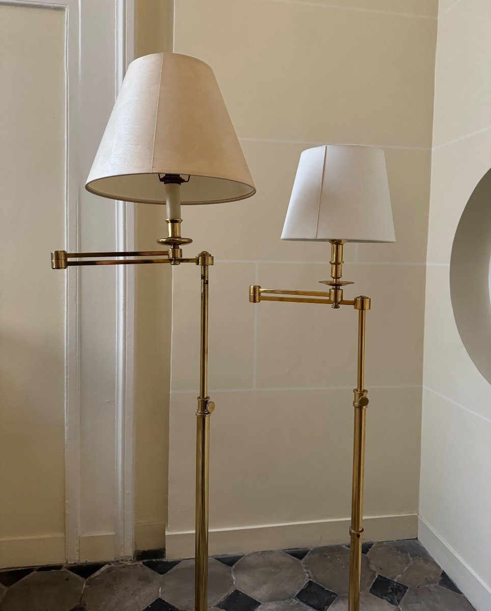 2 Reading Lights In Bronze And Gilded Brass From The 70s, Maison Baguès-photo-4