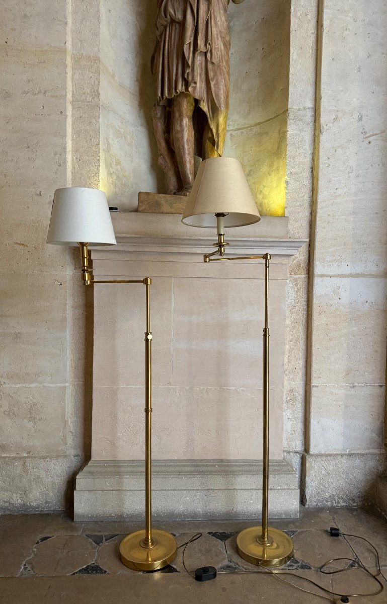 2 Reading Lights In Bronze And Gilded Brass From The 70s, Maison Baguès-photo-7