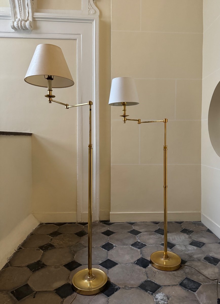 2 Reading Lights In Bronze And Gilded Brass From The 70s, Maison Baguès