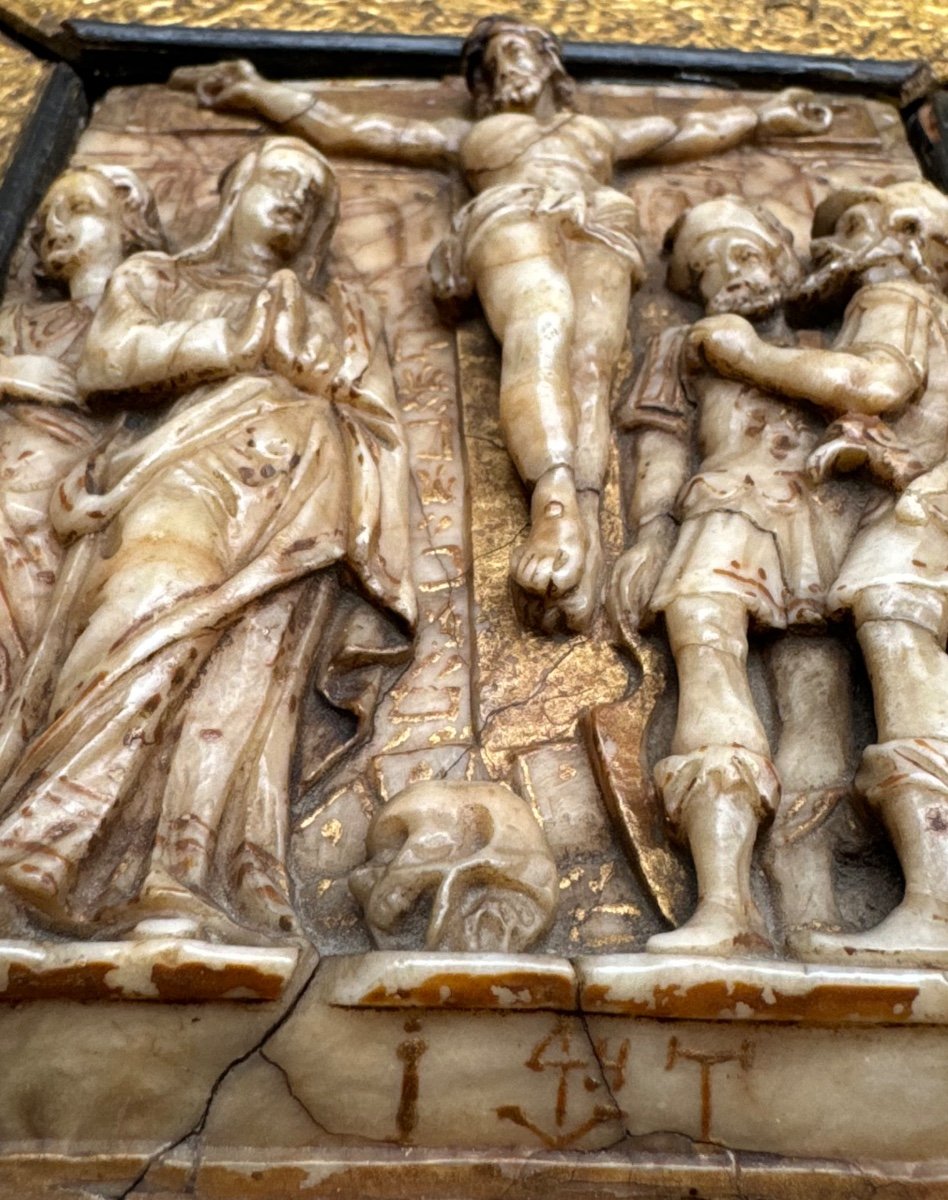 La Crucifixion, Albâtre De Malines Monogrammé Début 17ème -photo-4