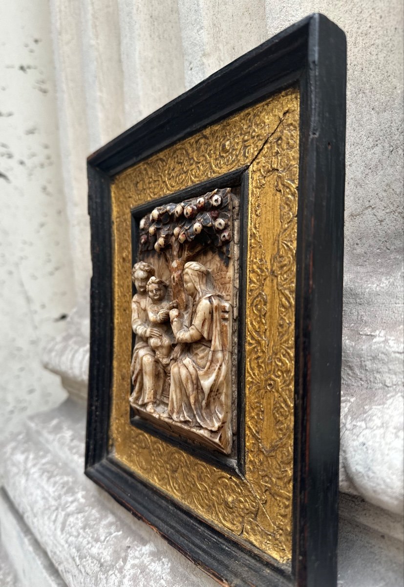 Saint Anne Trinitarian, Alabaster Of Malines Monogrammed 17th Century -photo-4