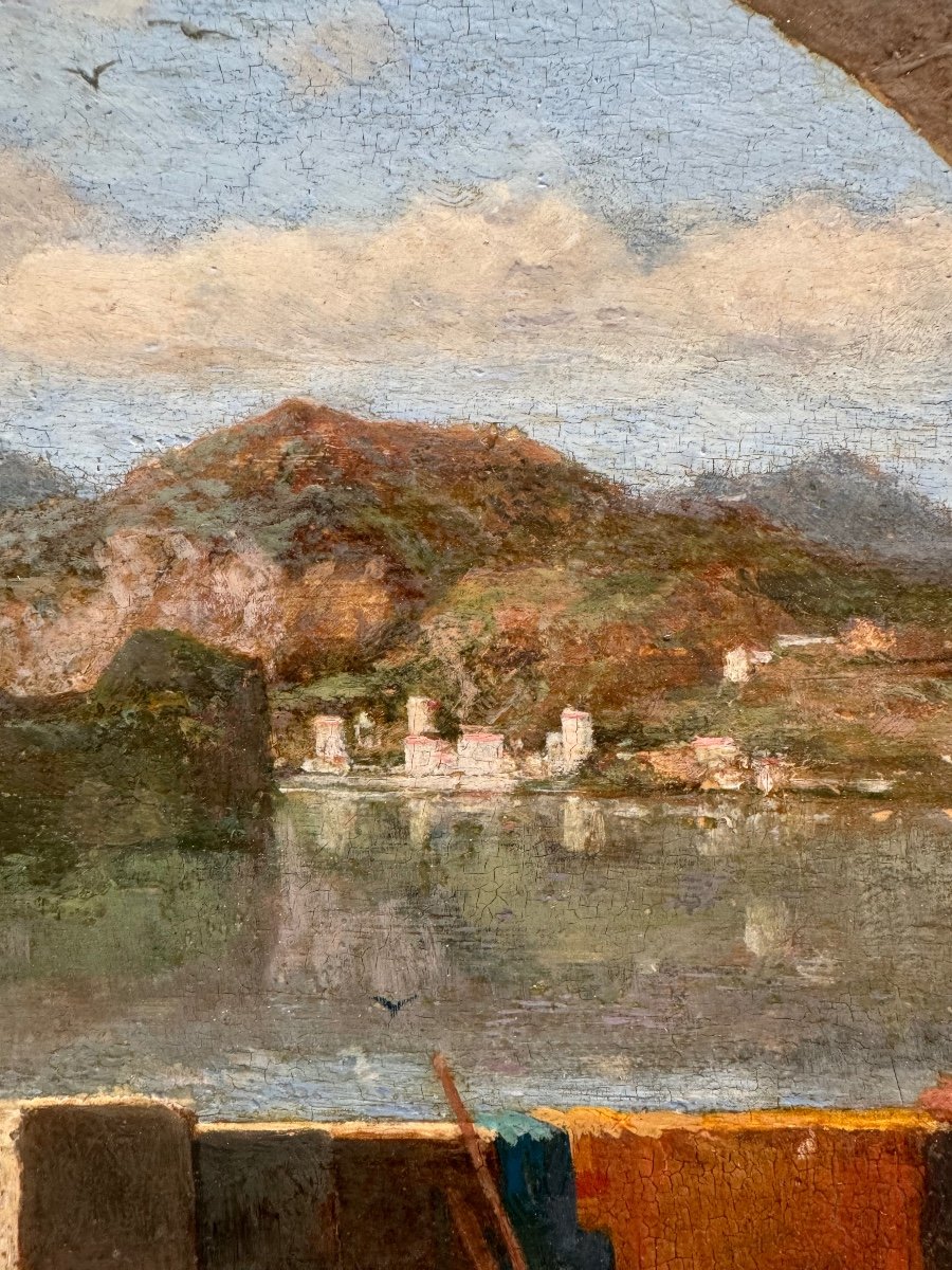 Pêcheurs Sous L’arche D’un Quai, Italie Vers 1830-photo-2
