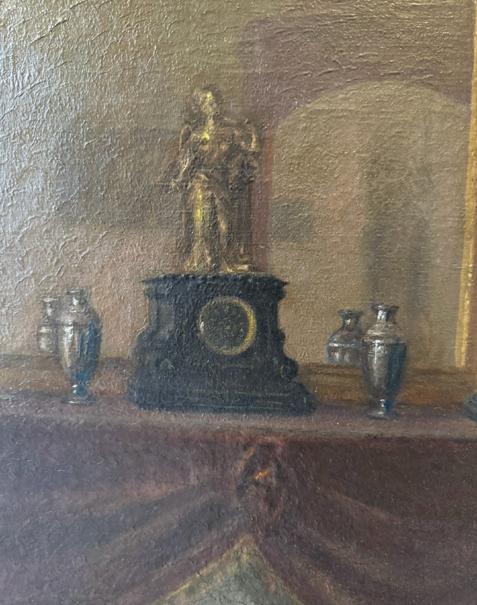 Le Fauteuil Au Coin Du Feu, Huile Sur Toile 19ème Siècle -photo-6