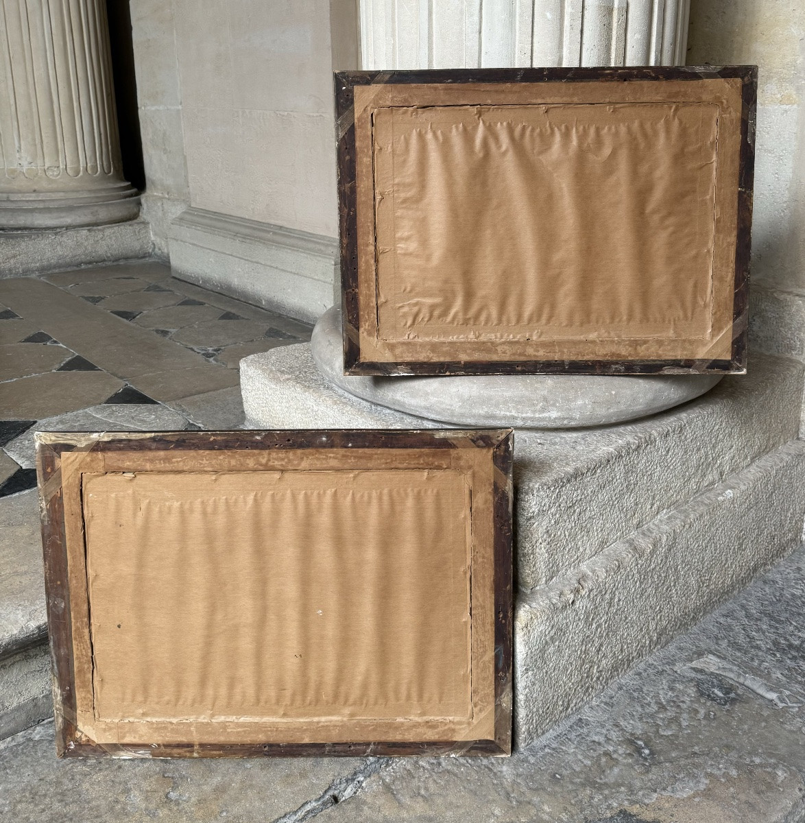 Pair Of Monogrammed Gouaches, End Of The 18th Century-photo-8
