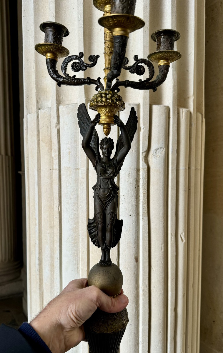 Pair Of Bronze Candelabras Circa 1820/30-photo-1