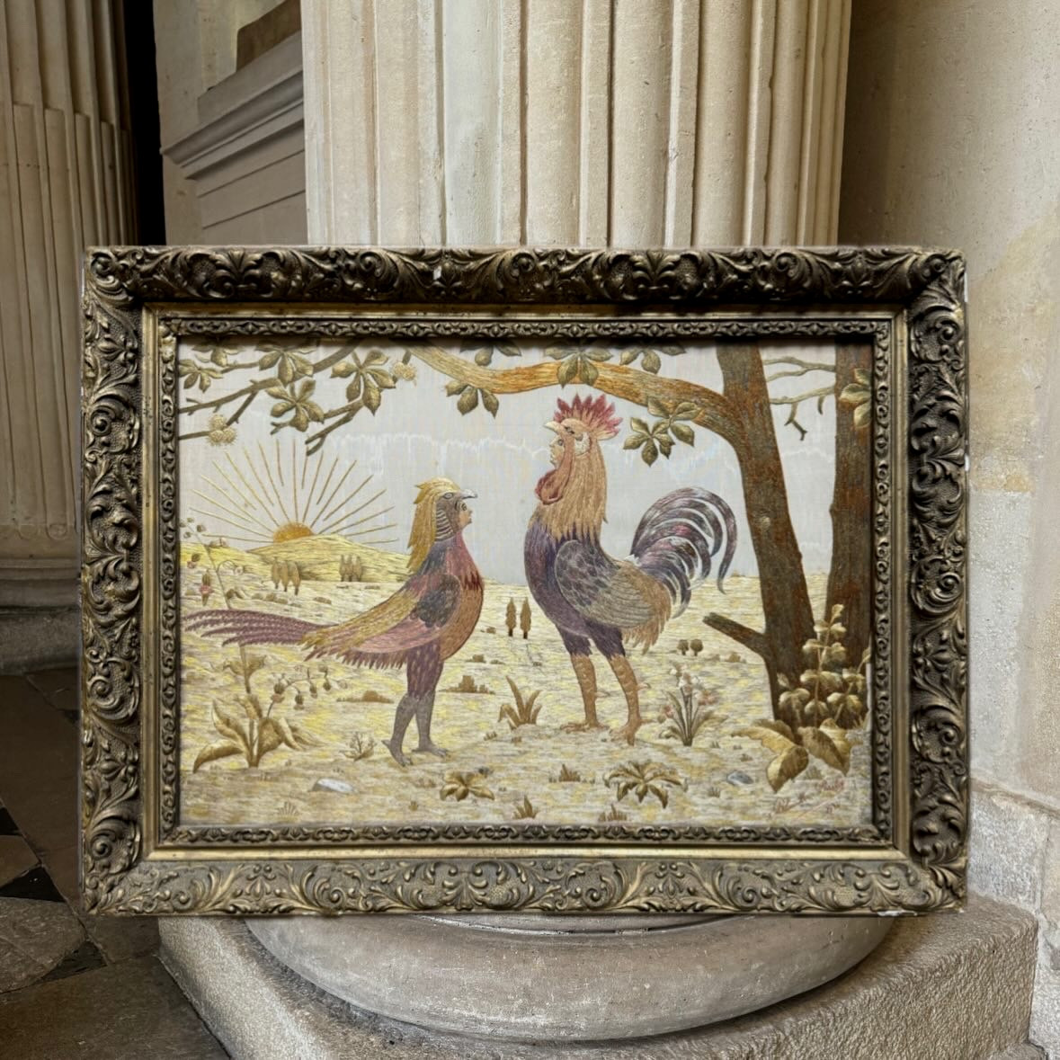 Chantecler, Embroidered Silk Painting 1910