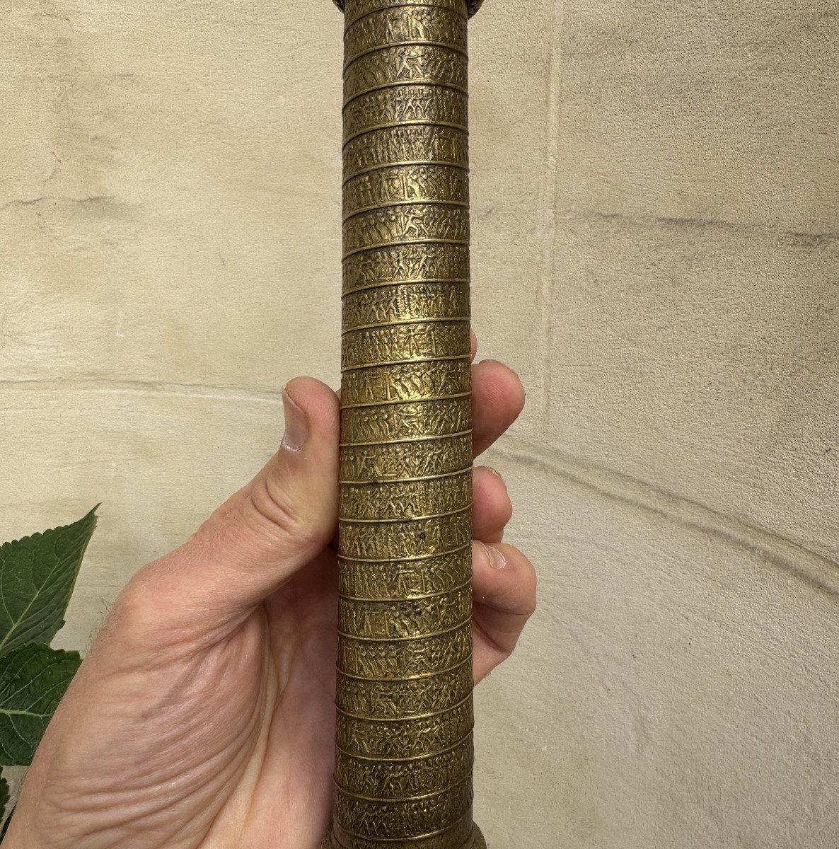 Maquette De La Colonne Vendome En Bronze Doré, Époque Restauration 1814-1833-photo-1
