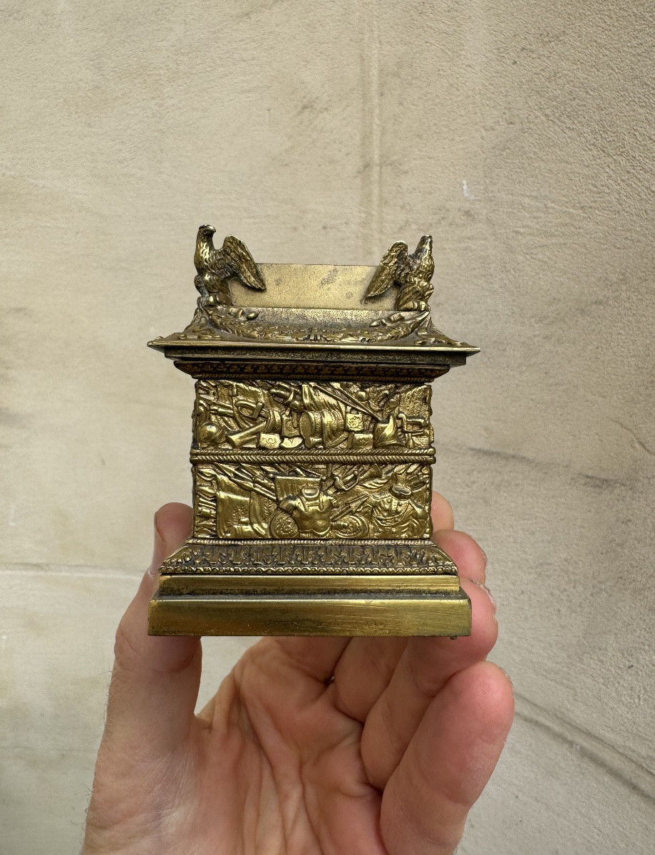 Maquette De La Colonne Vendome En Bronze Doré, Époque Restauration 1814-1833-photo-3