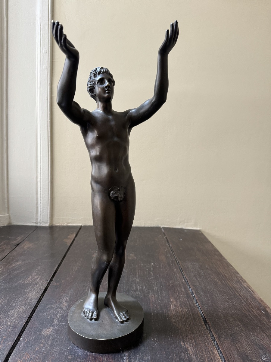 L’Orant De Berlin, Bronze 19ème d’Après l’Antique-photo-1