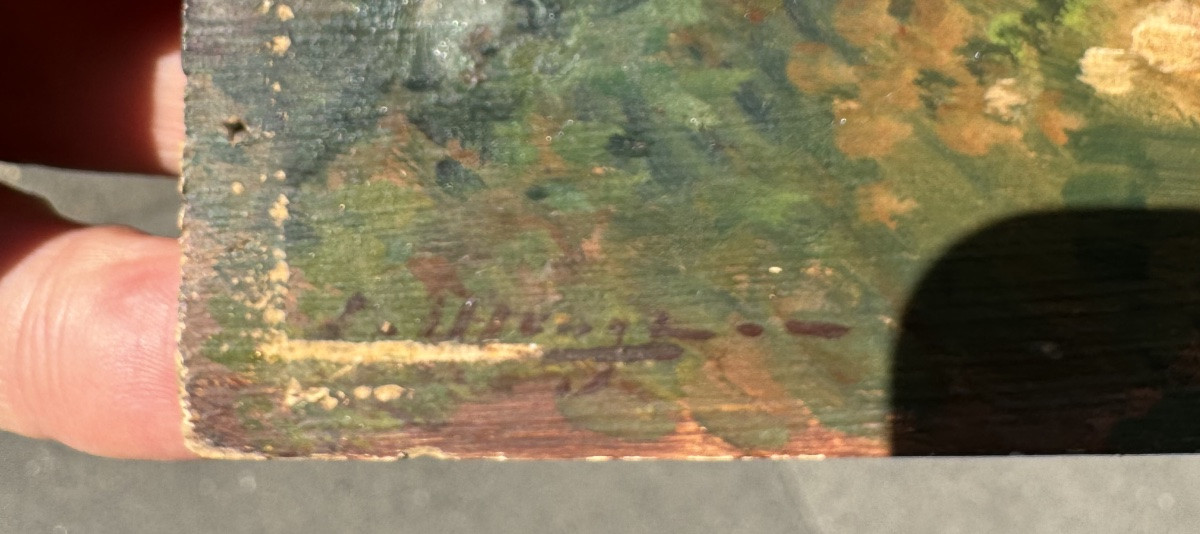 Portrait De Chien De Chasse, huile sur bois début 20 ème siècle -photo-2
