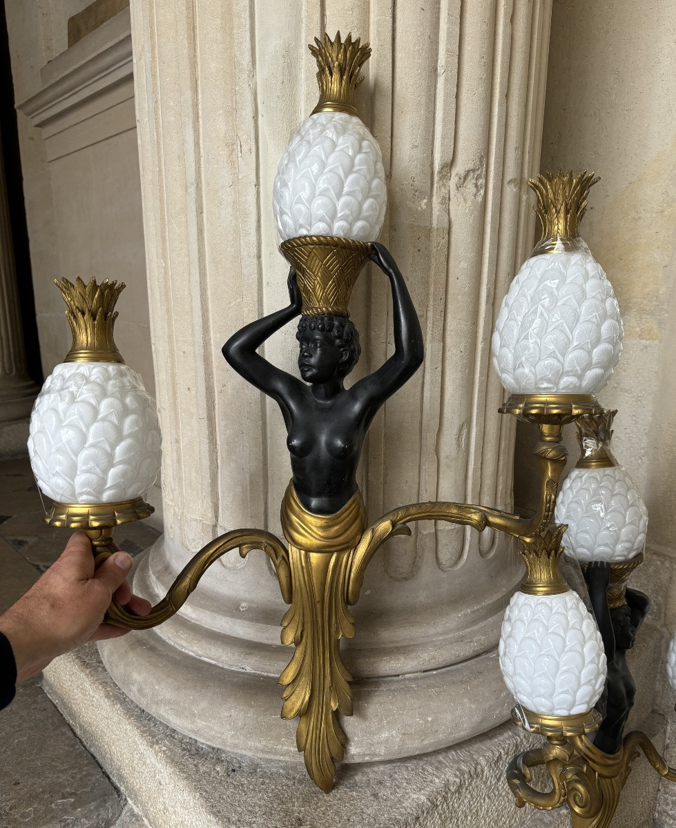 Pair Of Pineapple-carrying Wall Lights From Maison Baguès, Circa 1950-photo-2