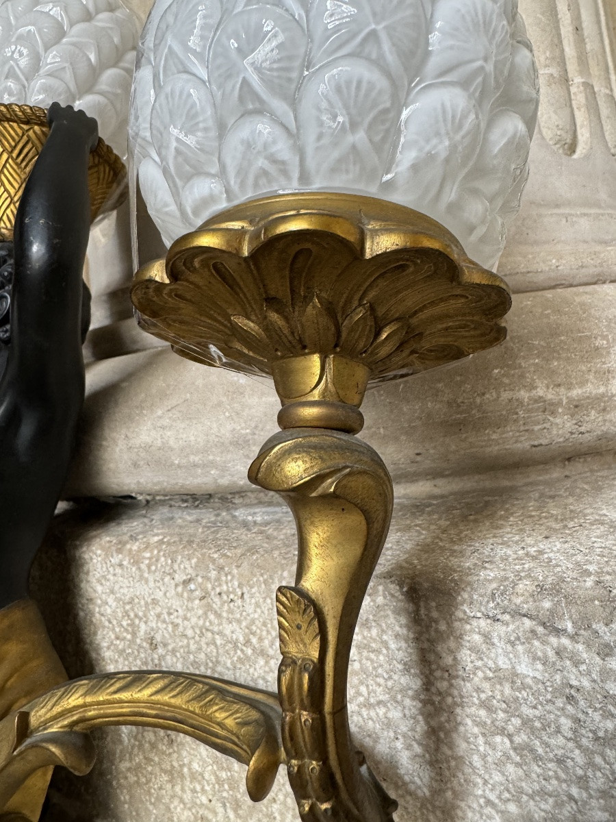 Pair Of Pineapple-carrying Wall Lights From Maison Baguès, Circa 1950-photo-2