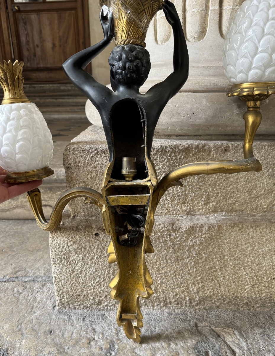 Pair Of Pineapple-carrying Wall Lights From Maison Baguès, Circa 1950-photo-5