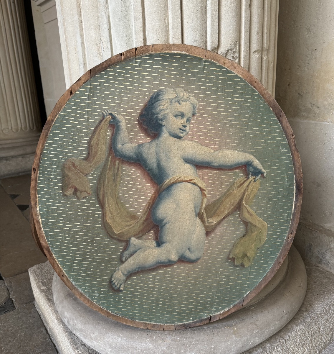 Angelots et Putti, 6 grands médaillons milieu 19ème siècle-photo-2