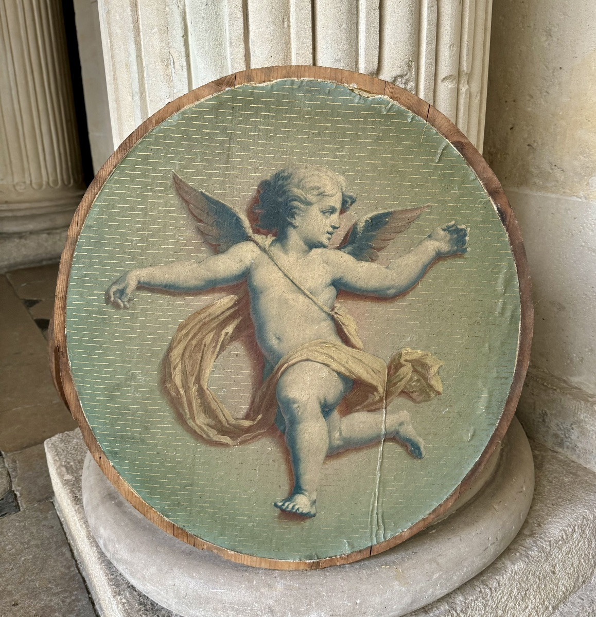 Angelots et Putti, 6 grands médaillons milieu 19ème siècle-photo-3