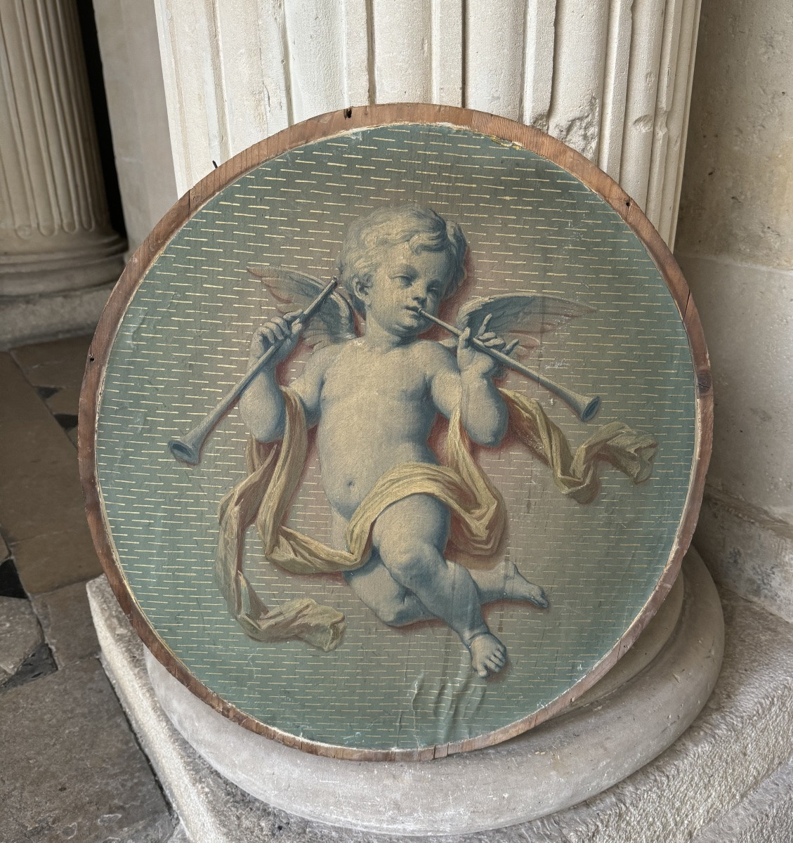 Angelots et Putti, 6 grands médaillons milieu 19ème siècle-photo-4