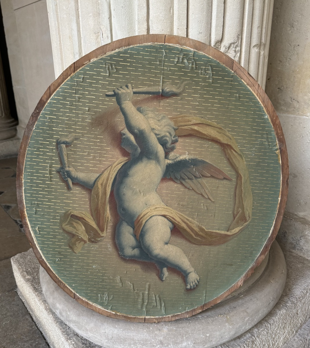 Angelots et Putti, 6 grands médaillons milieu 19ème siècle-photo-1