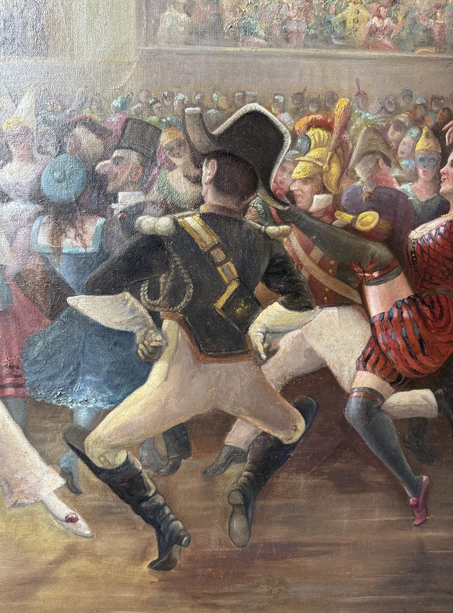Masked Ball At The Moulin Rouge, Oil On Canvas By Chapuis -photo-4