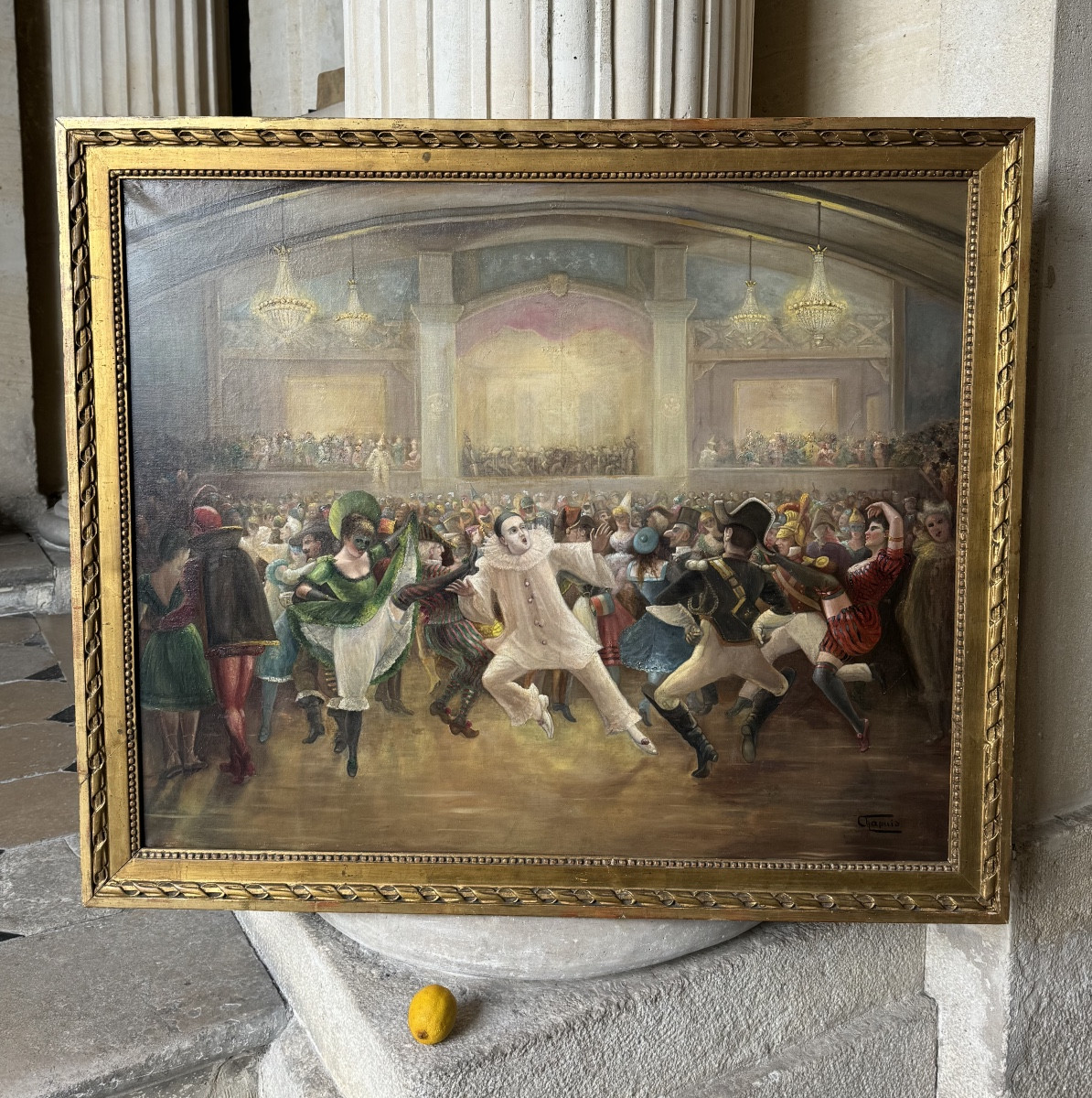 Masked Ball At The Moulin Rouge, Oil On Canvas By Chapuis 