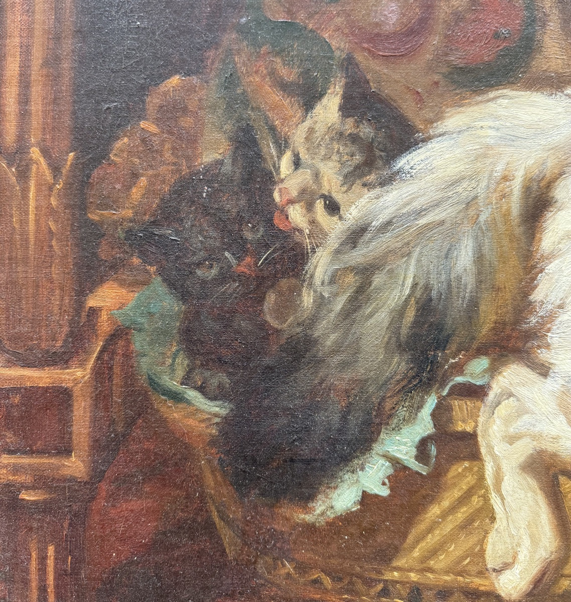 L’Importun, Grande Huile Sur Toile Par Amédée Besnus  1856-photo-1
