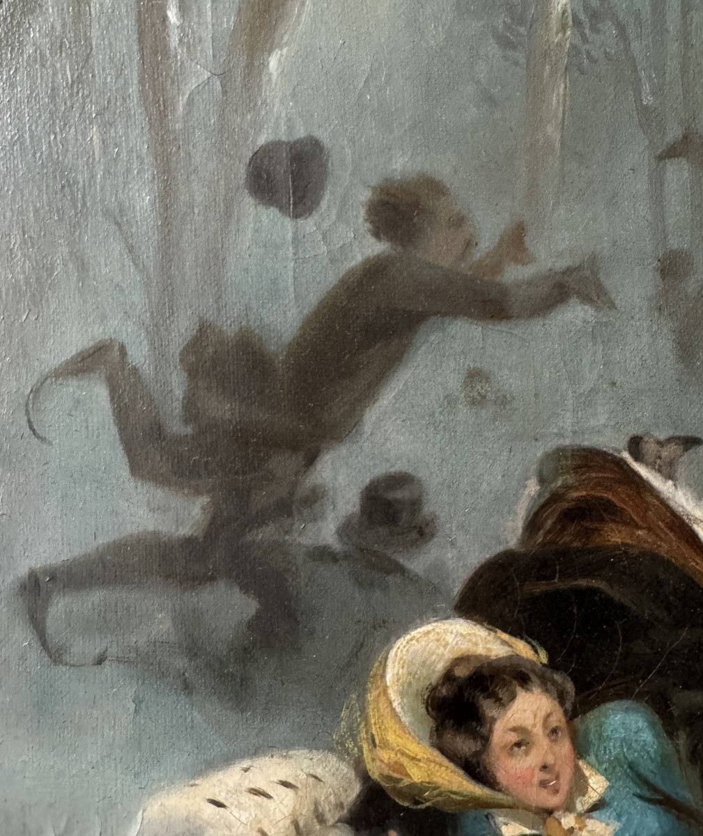 Les Joies Du Patinage, Huile Sur Toile Signée, Vers 1880-photo-2