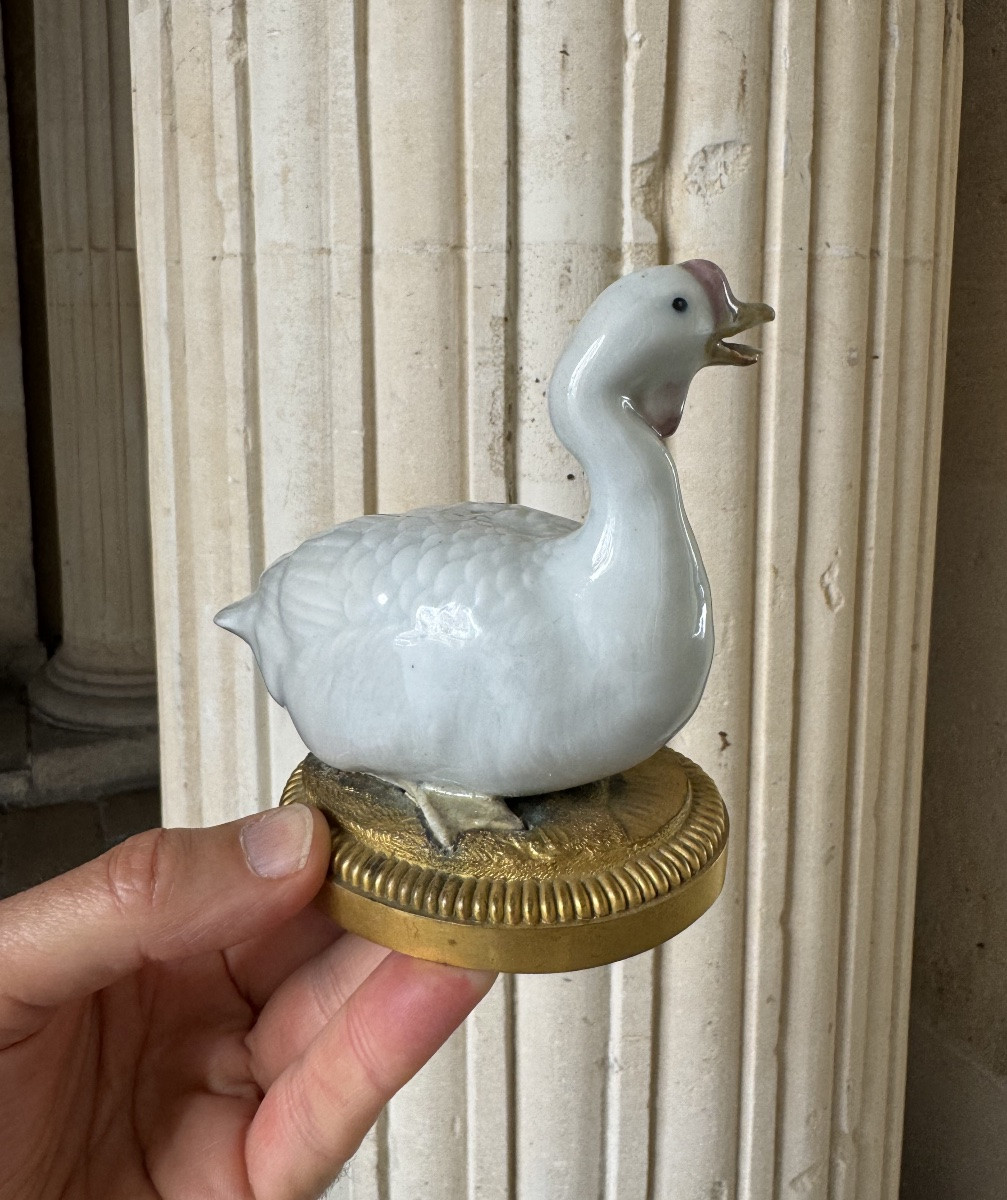 Deux Oies En Porcelaine Allemande 19ème Siècle -photo-2