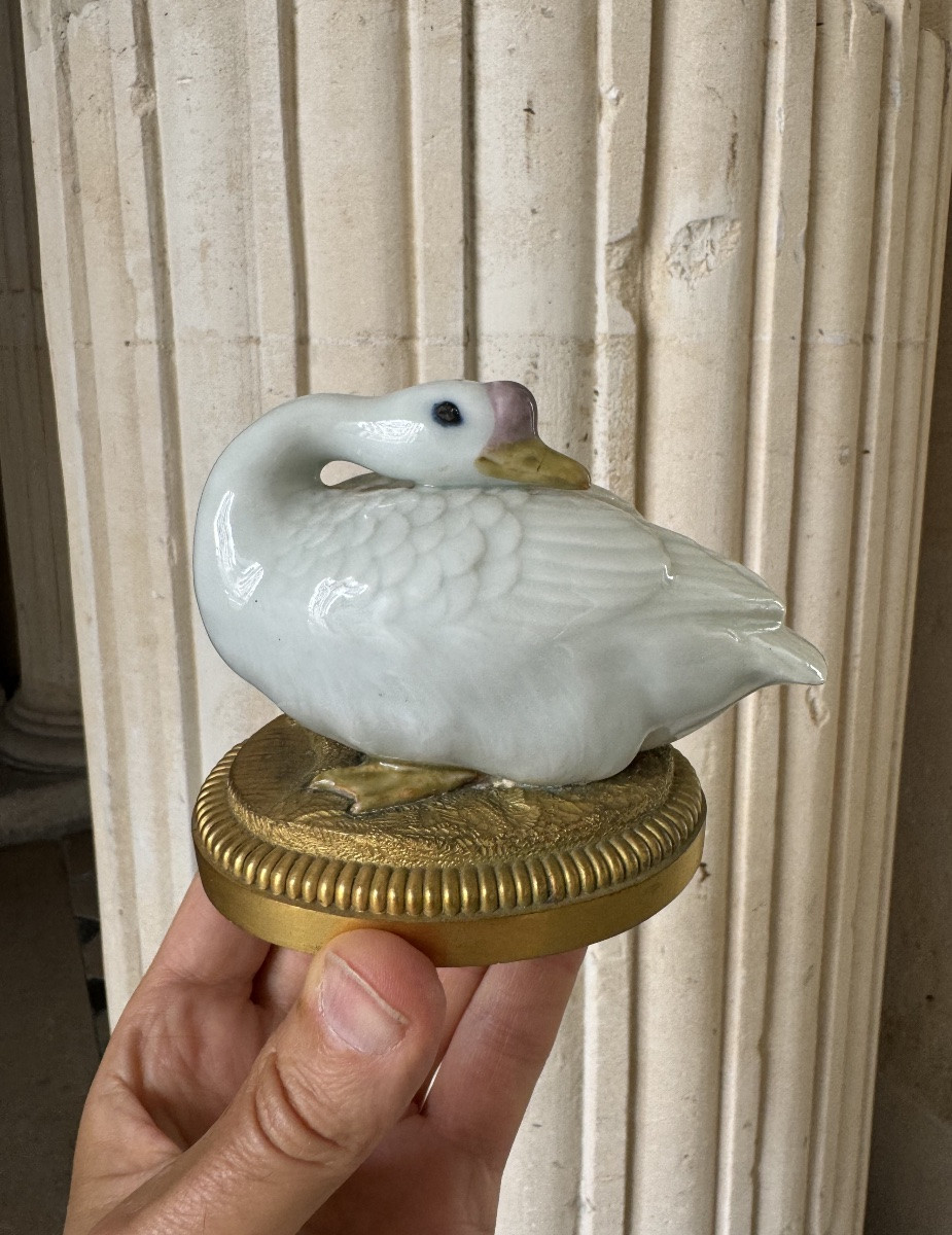 Deux Oies En Porcelaine Allemande 19ème Siècle -photo-2