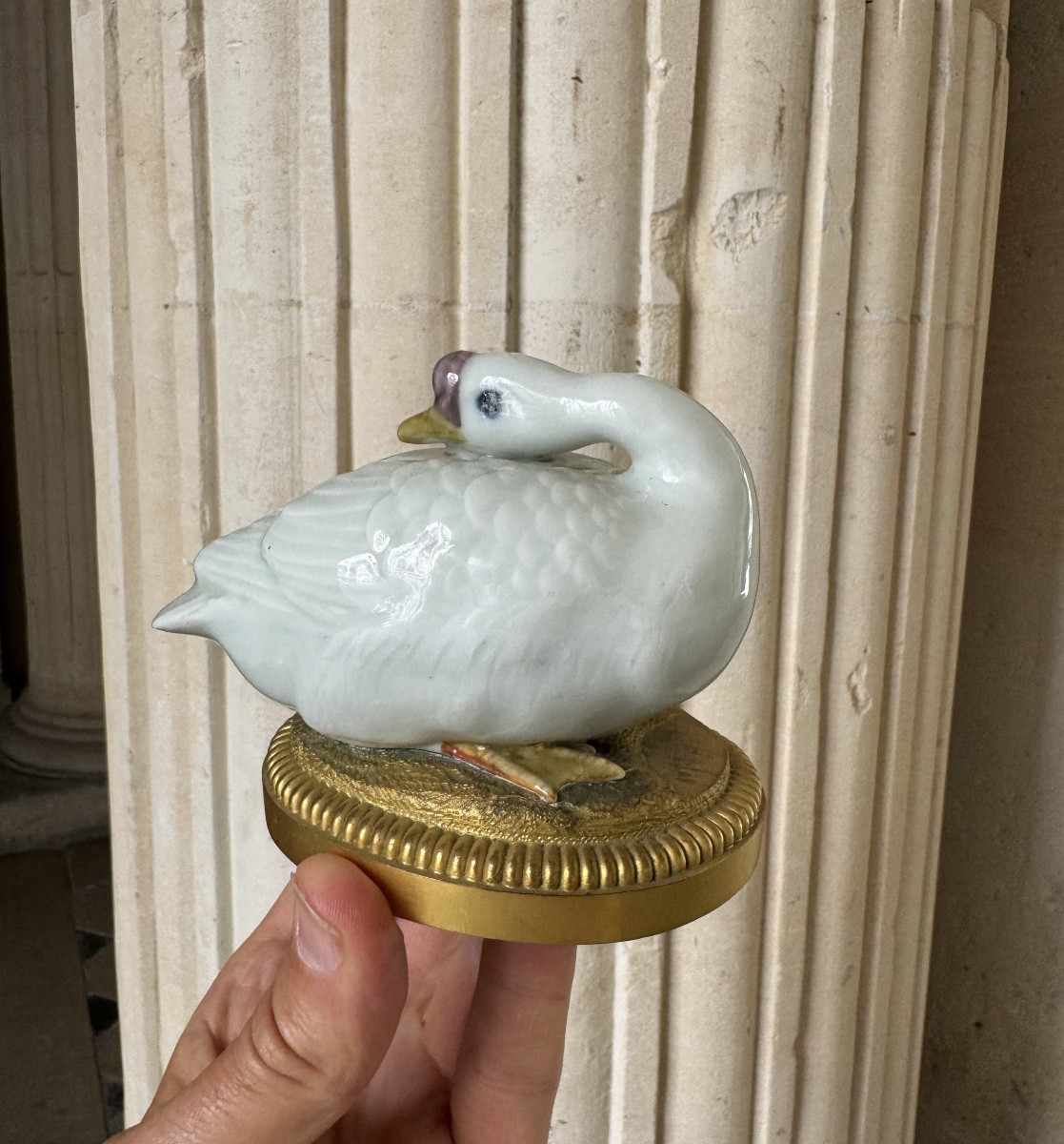 Deux Oies En Porcelaine Allemande 19ème Siècle -photo-3