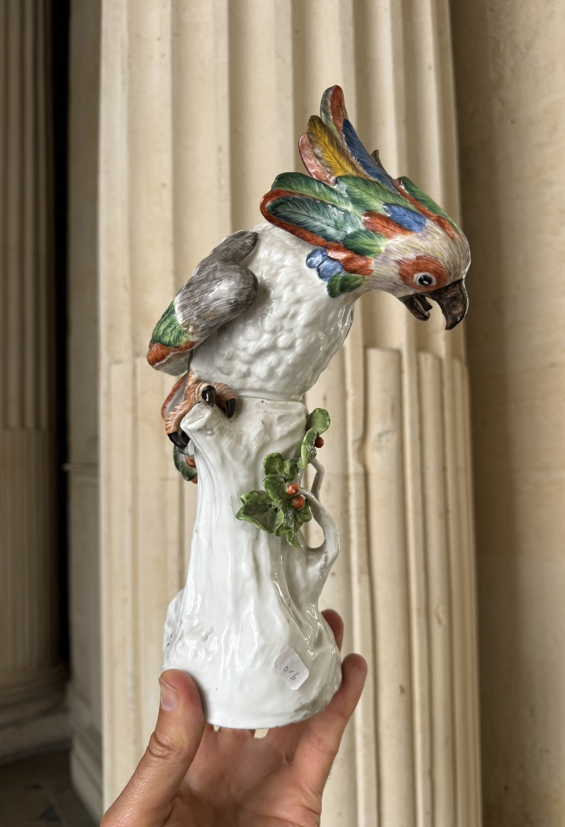 Cacatoès En Porcelaine Allemande Fin 19ème Siècle-photo-2