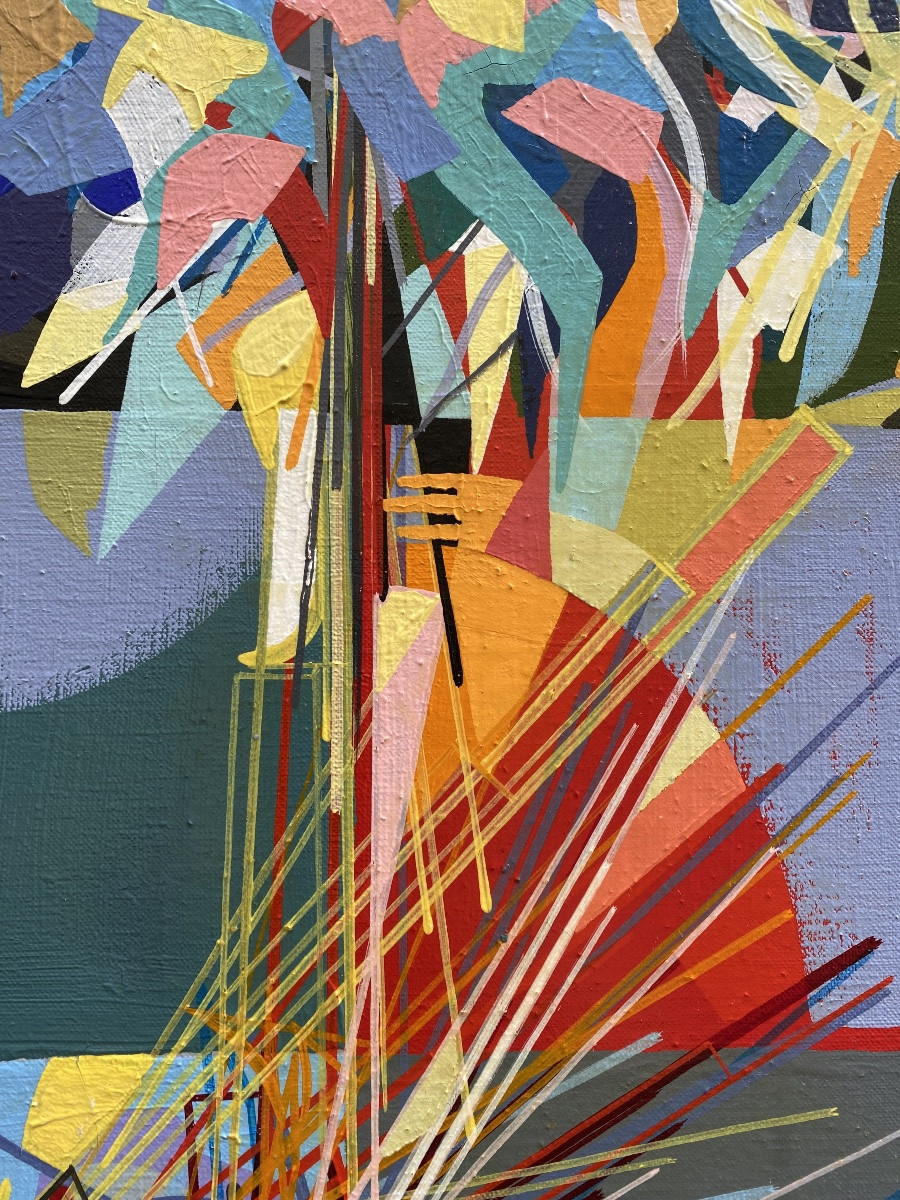 Jazz, Grande Huile Sur Toile Par Raymond Moretti, 1963-photo-6